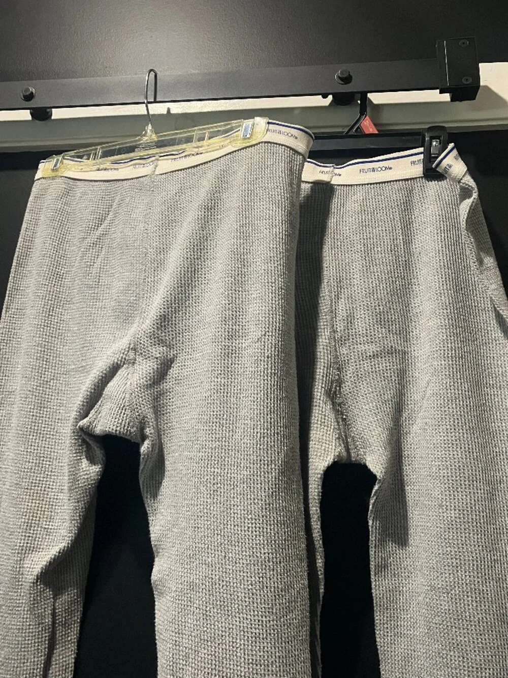 Set of 2 Men's Fruit of the Loom Gray Waffle Knit Thermal Under Pants size Large